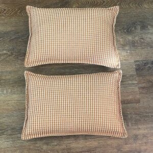 Checkered Tan and Cream Throw Pillows